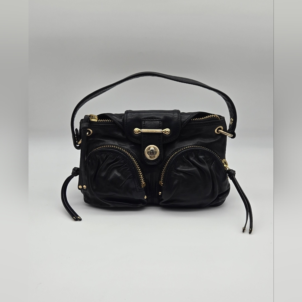Botkier Black Leather Mini Satchel – Gold Hardware, Edgy Chic!